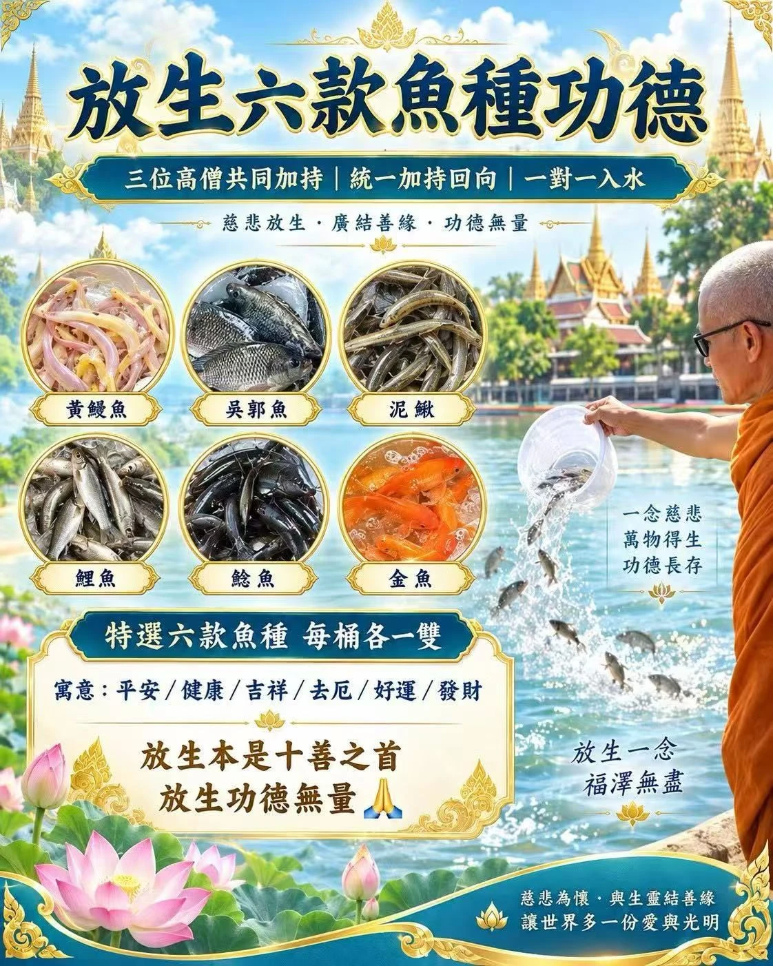 放生六款功德鱼